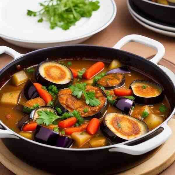 Овощное рагу с мясом и баклажанами
